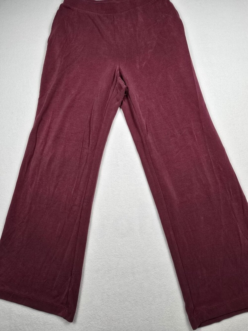 NEW Soft Surroundings Medium Wide Leg Full Length Pants Mauve Burgundy Elastic